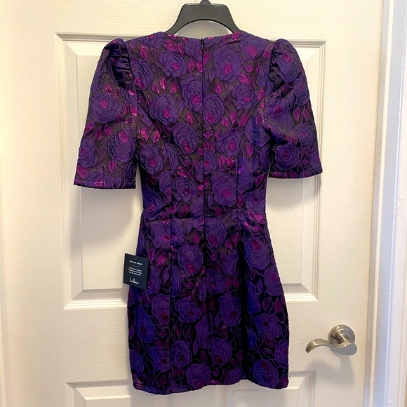 Lulu’s Extravagant Party Shiny Purple Floral Jacquard Bodycon Dress - Picture 7 of 9
